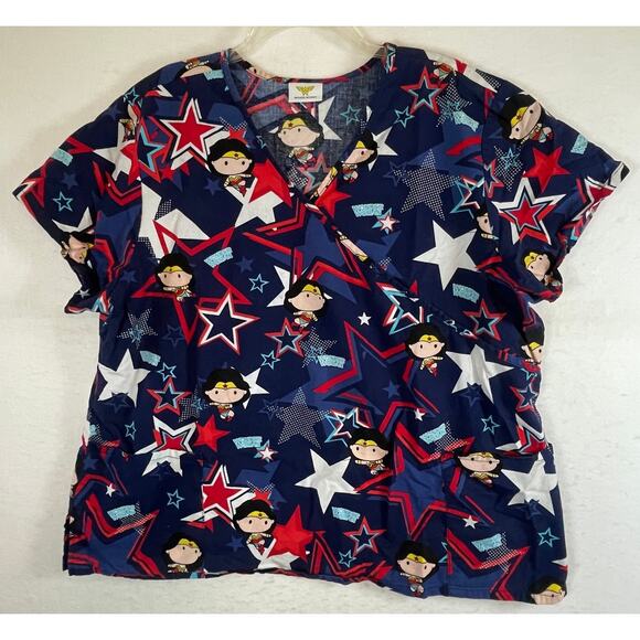 Disney Minnie Mouse & DC Wonder Woman 3XL Scrub Tops Medical Pediatric Nurse Doc - Picture 7 of 11